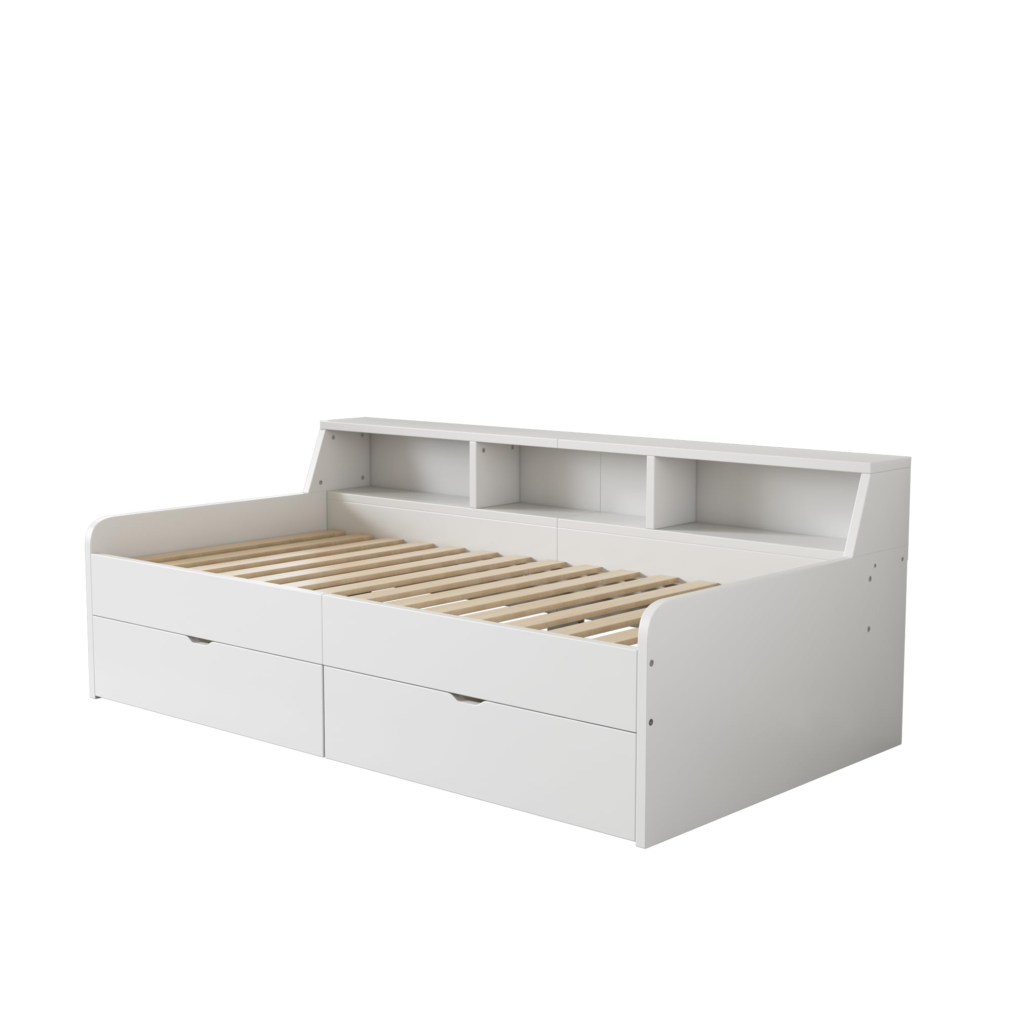 Lexiou Cama individual de 90 x 200 cm, con dos cajones, con compartimento de almacenamiento, WX000806AAK-CL