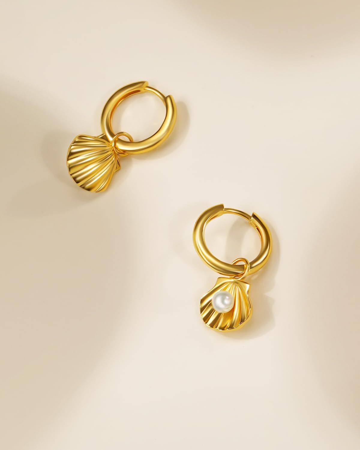 18/14K Gold Plated Pearl Hoop Earrings for Women, 925 Sterling Silver Pearl Dangle Drop Earrings Hypoallergenic Elegant Jewelry Birthday Christmas Anniversary Wedding Gifts for Her Women Mom Wife