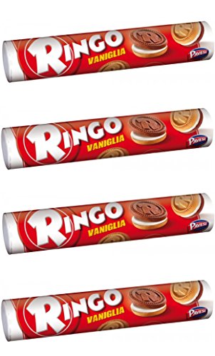 Pavesi: "Ringo" Vanilla Biscuits portions with 18 biscuits - 5.82 Oz (165g) Pack of 4