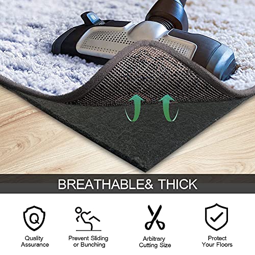 Non Slip Area Rug Pad - 9 x 12, 1/3\" Thick Dual Surface. Reduce Noise Grippers Area Runner Carpet Mat for Hardwood Floor, Super Strong Grip, Provides Protection and Cushion