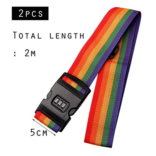 nuoshen 2Pieces Luggage Straps,Packing Belt Suitcase Straps on Your Flight Trip with Coded Lock red - Image 3