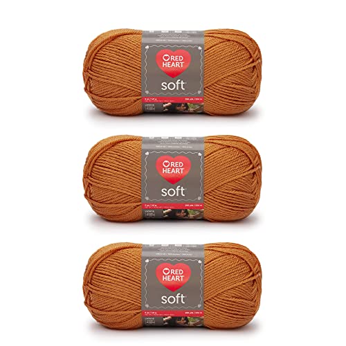 Image of Red Heart Soft Tangerine Yarn - 3 Pack of 141g /5oz - Acrylic - 4 Medium (Worsted) - 256 Yards - Knitting /Crochet
