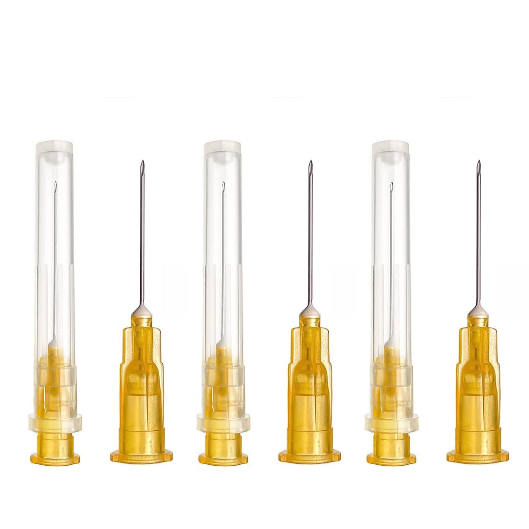 Pack of 100pcs 25G (0.5 mm x 16 mm) Stainless Steel Delivery Tube, Various Sizes: 18G/19G/20G/21G/22G/23G/25G/26G/27G/30G, Individually Packed, Refill Tubes for Industry, Hobby and Home Work