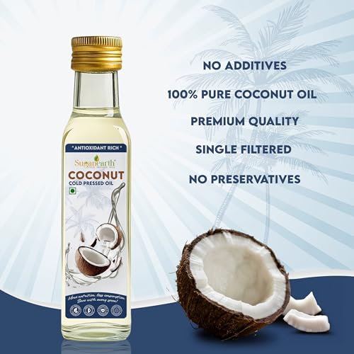 Image of Sugan Earth Cold Pressed Virgin Coconut Oil 250ml | 100% Pure & Natural | Unrefined Kachi Ghani Edible Oil for Cooking, Skin & Hair Nourishment, Baby Care, Oil Pulling| No Chemicals, No Preservatives | Organic Oil