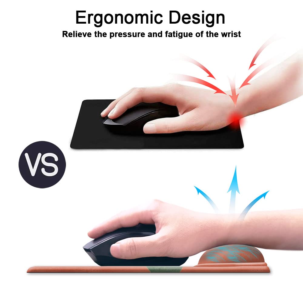 Supporto Polso Antiscivolo Per Ufficio Tappetino Mouse Ergonomico Con Poggiapolsi - Memory Foam Per Alleviare Dolore Al Tunnel Carpale Prevenzione Tunnel Carpale