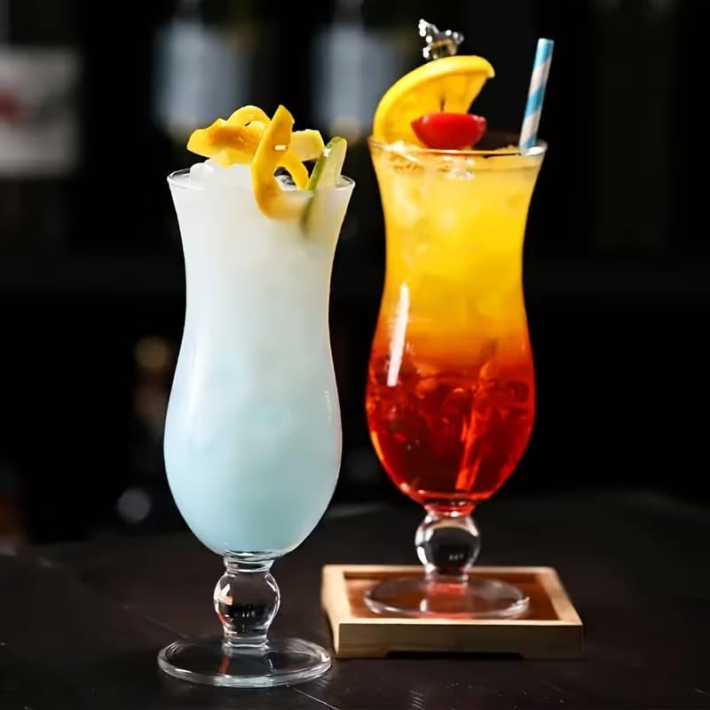 Image of PrimeWorld Premium Hurricane Cocktail Glasses Set of 2 - 430ml | Crystal Clear Party Drinkware for Cocktails, Pina Colada & Mocktails