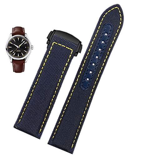 Bracelet montre toile noir 20mm pour Omega Seamaster 300 et Speedmaster