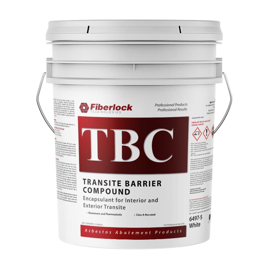 Fiberlock TBC Transite Barrier Compound, White, 5 Gallons, Encasement Coating for Exterior Transite, Complies with All Federal & State VOC Requirements