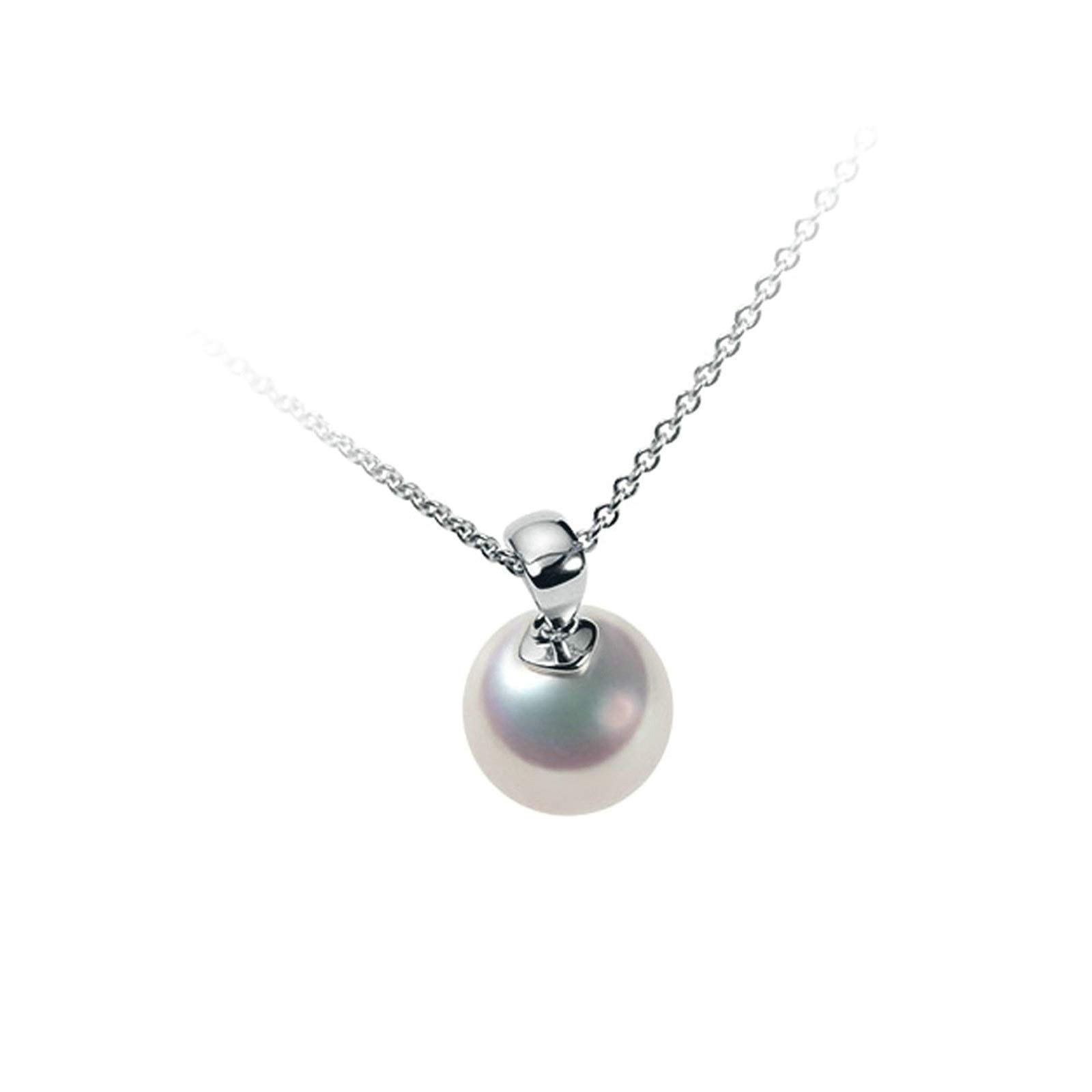 Epinki Collana Oro 18K, Perla Classico Ciondolo Pendente per Donna Sposa 45CM