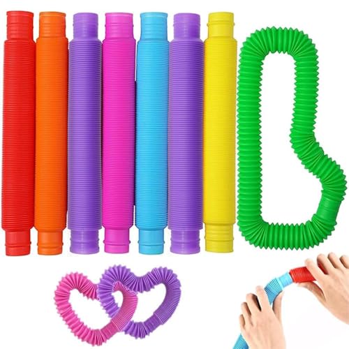Image of Vanblue Large 8 Pcs Pop Tubes Sensory Fidget TubesToddler Toys | Party Favors with Autism Classroom Prizes Gifts Goodie Bag Stuffers Anxiety Stress Relief Toys for Kids Adults