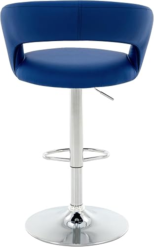 Miniatura 17 de Brage Living Taburete de bar ancho, moderno taburete giratorio ajustable de piel sintética con respaldo hueco y brazos, silla de bar tapizada de