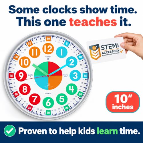 OWLCONIC Kids Teaching Clock - Learning Clock, Silent 10in, Classroom Decor - Image 2