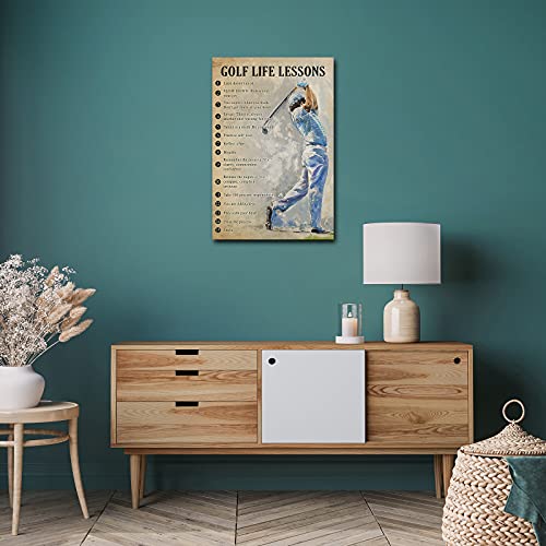Autlry Vintage Golf Poster Quotes Wall Art Motivational Canvas Inspirational Pictures Print Art Education Golf Painting Decoration For Guys Christmas Gift Unframed 16X24 Inch(40X60Cm) #TOP3
