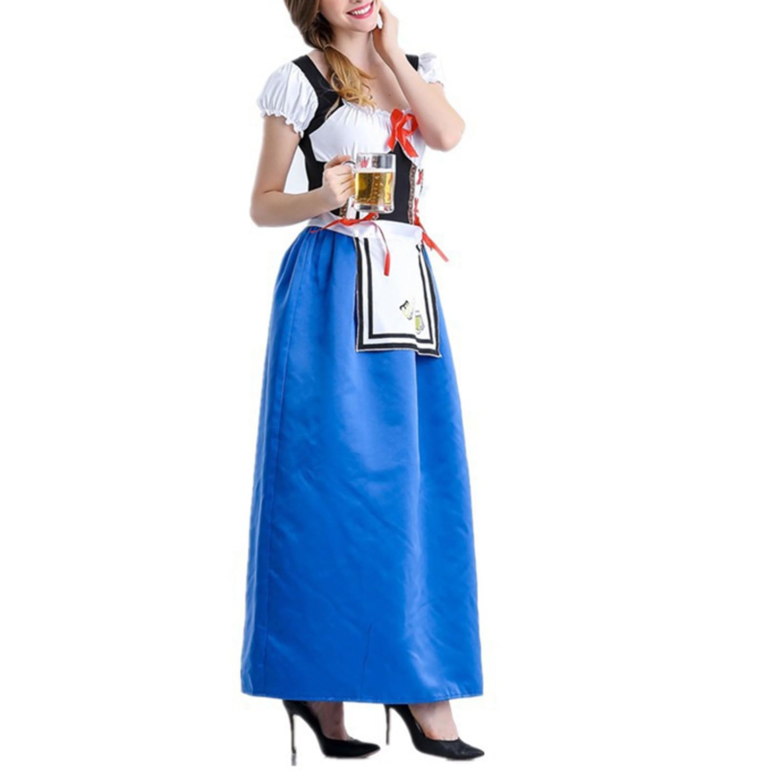 Generisch Abito lungo da donna, casual, per Oktoberfest, divertente, con fiocco