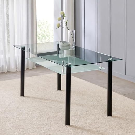 Helios Frank Tempered Glass Dining Table 6-Seater Grey
