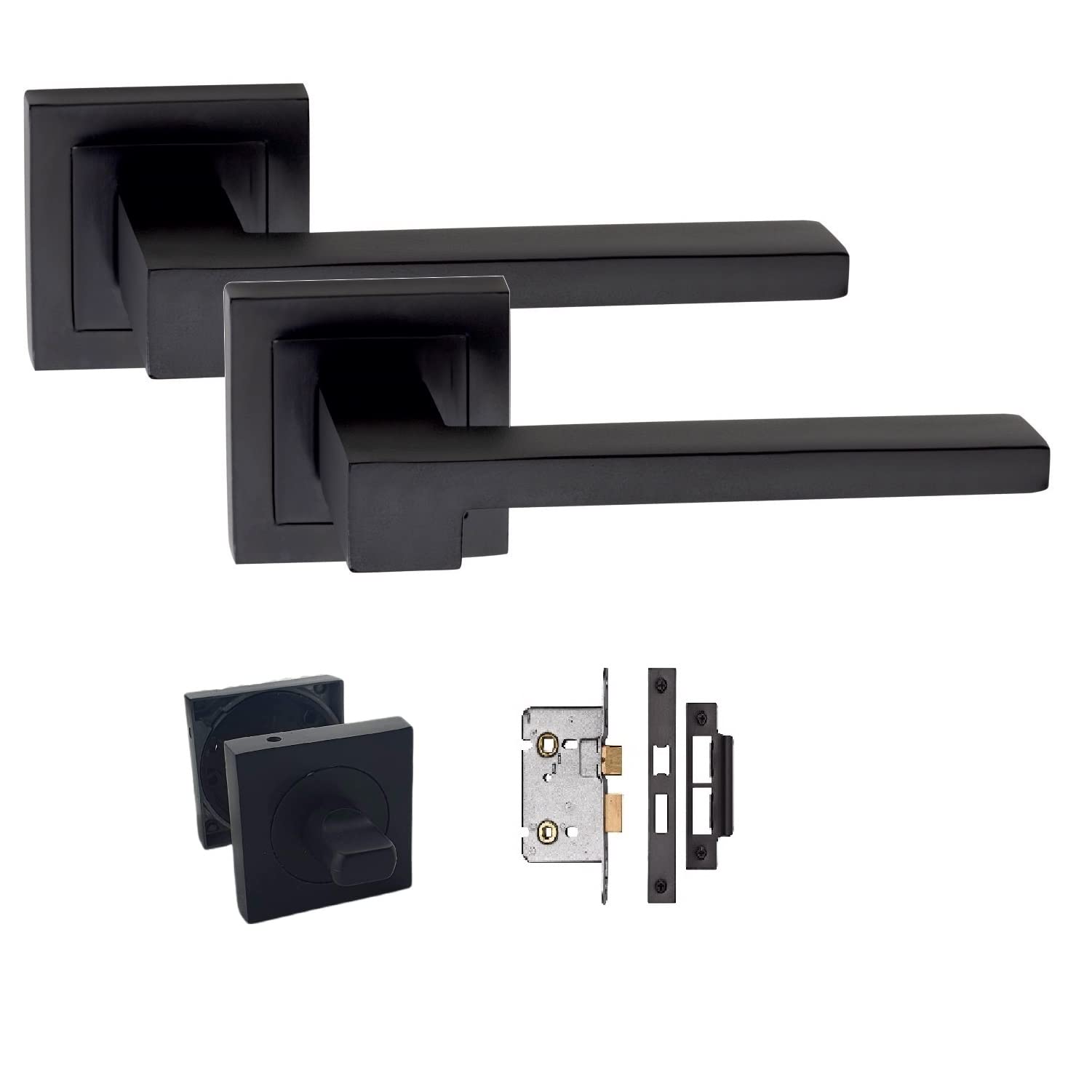 Golden Grace Rose Zeta Door Handle Set - Matt Black