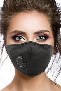 MountainAir - Dust Masks-1 Cotton Mask with 4 Carbon Filters and Respirator Valve- Reusable Breathing Valve Mouth Masks - Activated Carbon Filter Protection from Dust, Pollen, Pet Dander- Black Mask