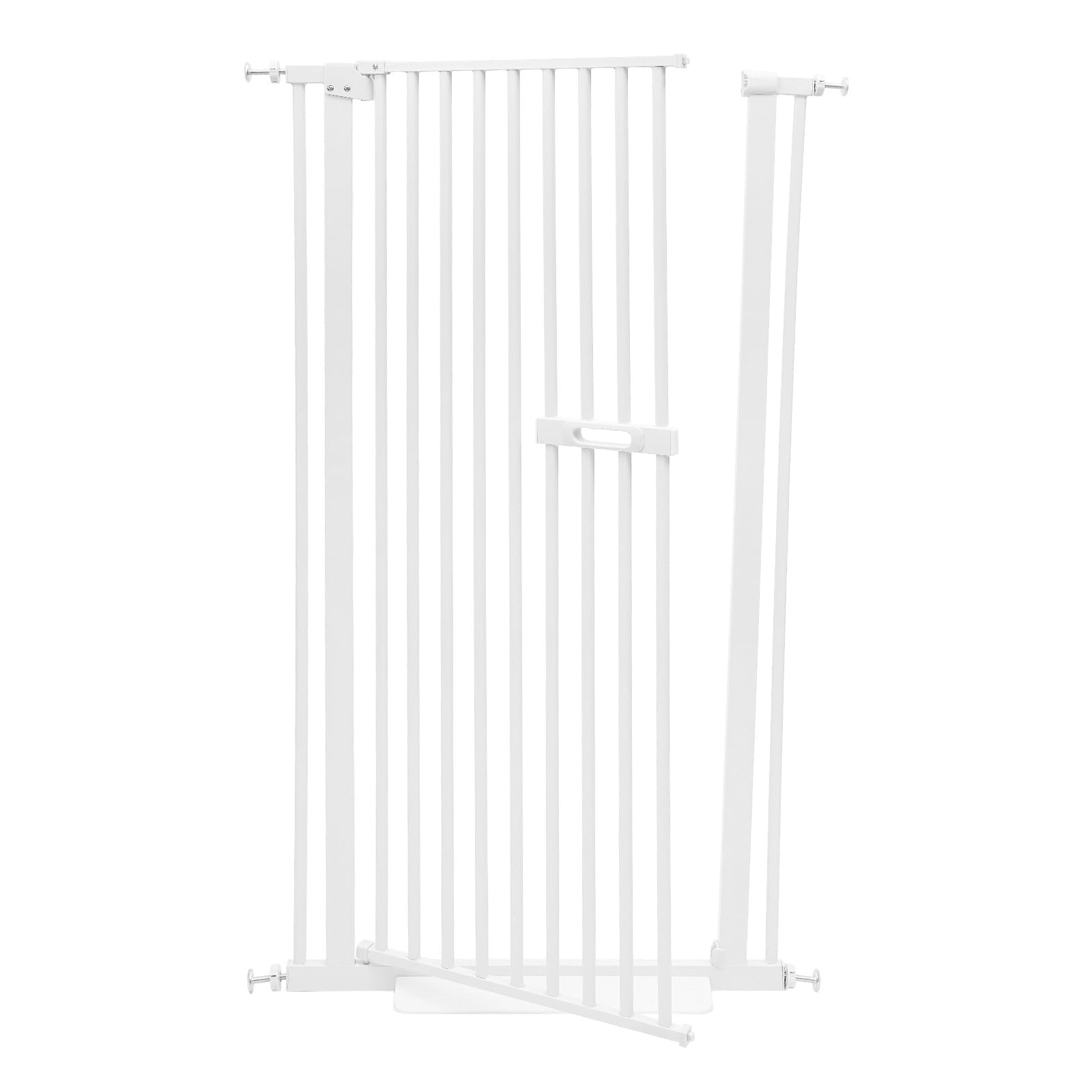 Puerta de protección para mascotas | Puerta de seguridad para gatos extra alta | Puerta de seguridad extensible | 150 cm de altura 76-85 cm de ancho para perros y gatos con doble cierre (blanco)