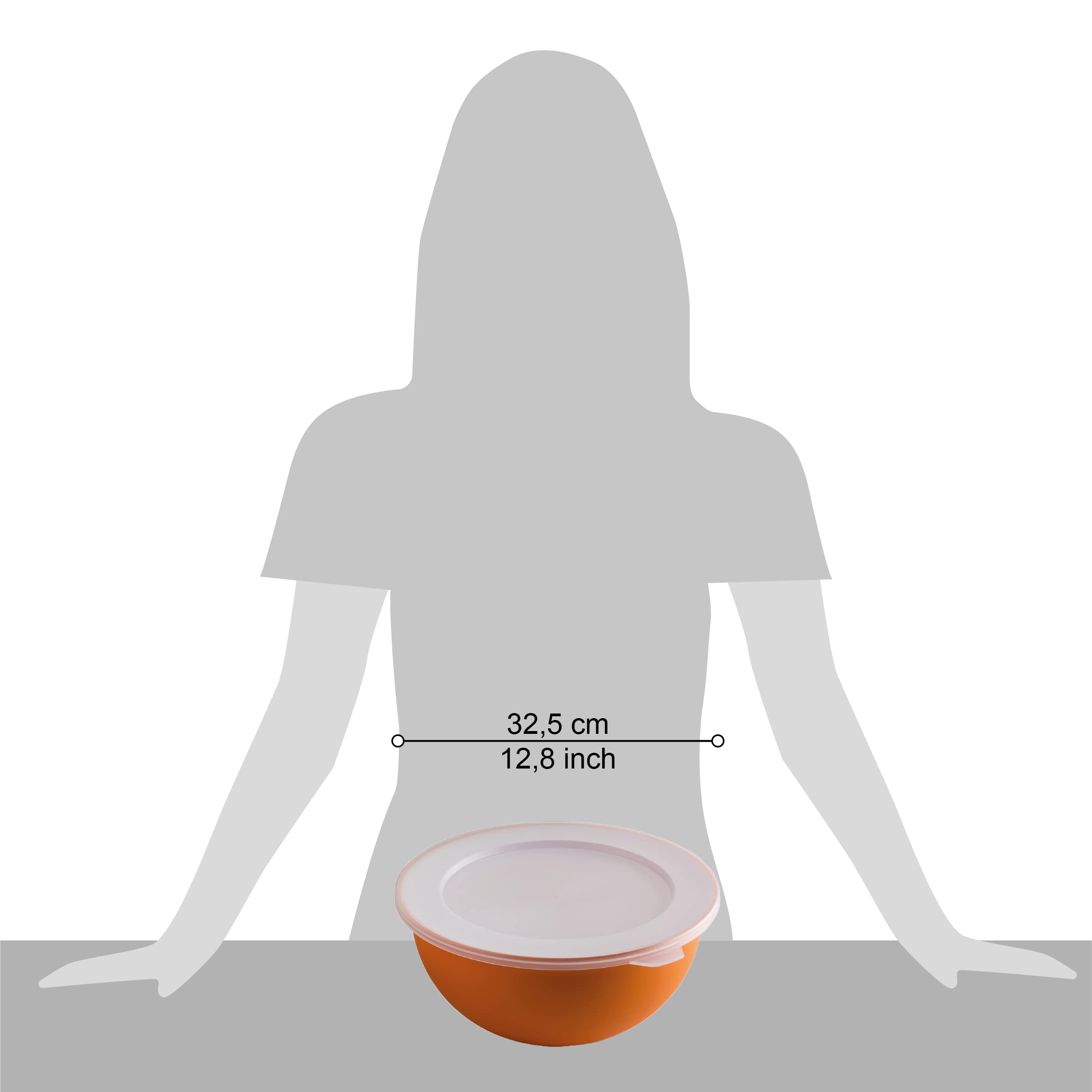 OMADA Large 6.5L Salad Proofing Container with Lid, Orange, Durchmesser 32 cm, Höhe 15,5 cm - Image 2