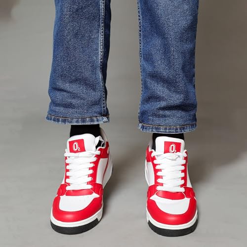 Image of O2 FUZE Men Sneakers Shoes - Breathable & Lightweight Men's Sneakers - Comfortable for Daily Use - Anti Skid Technology - Made with PU Leather & White Mesh - TPR Soles