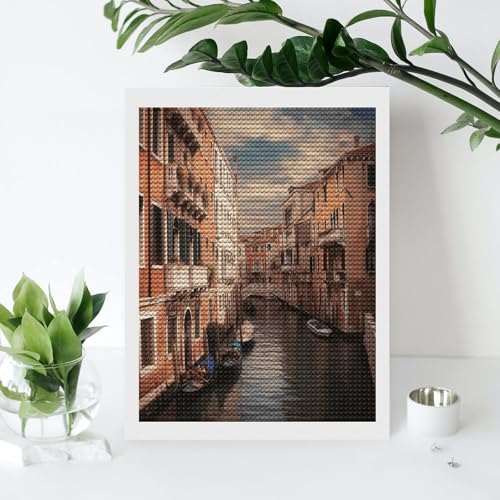Kits de pintura de diamantes de Venecia para adultos con mosaico de gemas redondo 4