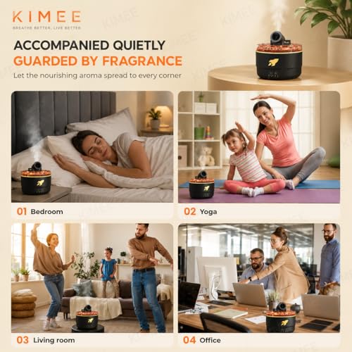 Image of KIMEE LED Cannon Aroma Diffuser & Humidifier, Desktop Cool Mist Maker with Color LED Lights, 2 Mist Spray Modes - Perfect for Bedroom, Office & Aromatherapy