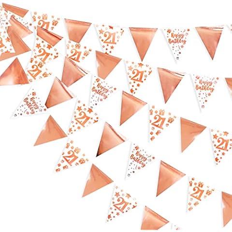 40Ft Rose Gold 21st Happy Birthday Bunting Banner Triangle Flag Pennant Garland for Girls 21st Birthday Decorations Finally Legal Twenty One Birthday Party Sign for Her 21 Birthday Decor Supplies Cover