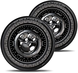 HWSTAR New 1000% Bright Anti-glare 7 Inch Led Headlights Round Compatible with Jeep Wrangler JK JKU TJ LJ Chevy Ford GMC etc w/Starry DRL Start-up Gradient Halo Turn Signal H6024 DOT Hi/Lo Sealed Beam