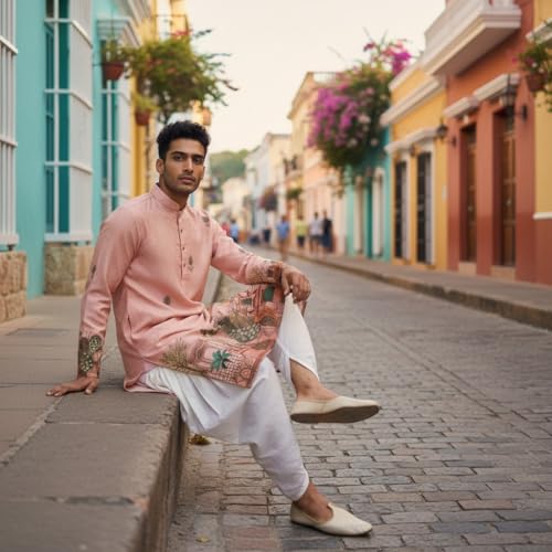 Image of Trustous Men's Printed Kurta Dhoti Set Traditional Ethnic Wear for Festivals & Weddings | Men's Stylish Printed Kurta with Dhoti Set | Traditional Indian Ethnic Wear for Men