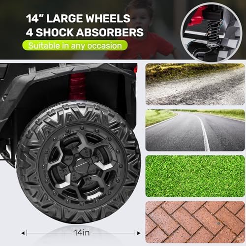 Image of ANPABO 24V Ride On Toys for Kids w /Remote Control, 4WD /2WD Switchable Green