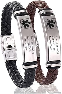 ZKXXJ Personalized Medical Alert Bracelet for Men Women I Got The Shot COVID-19 Vaccinated,Leather ID Identification Wristband Vaccination Cuff Bracelets Vaccine Awareness Jewelry for Adults Teens