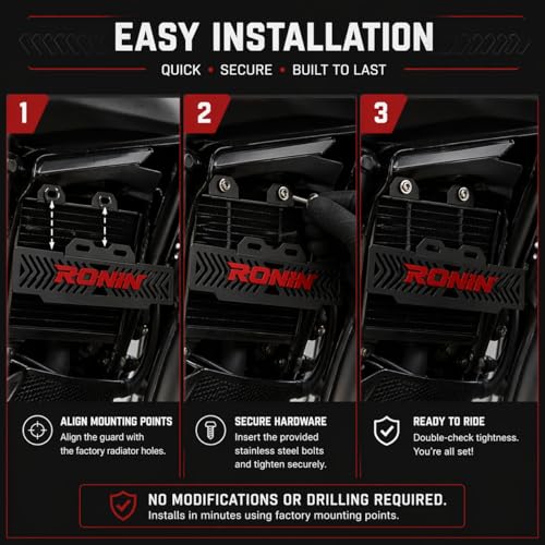 Image of Bike Radiator Grill Guard with Logo Black Red for TVS Ronin Model 1