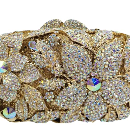 Image of Luxury Crystal Clutch Purse for Women Rhinestone Handbag Formal Party Evening Bag Sparkly Bridal Flower Purse