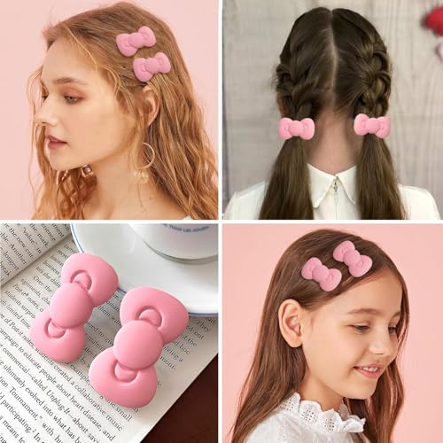 Puryupearl 1Set Of 2 Pink Bow Hair Clips Pink Bows For Girls , Bow Hair Barrettes For Women thumb #6