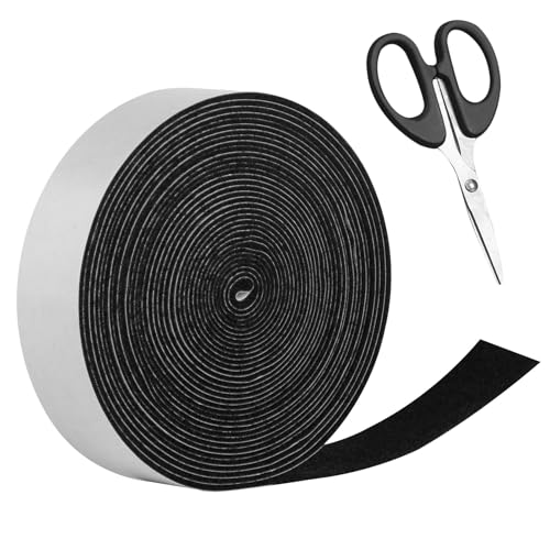 Tira Fieltro Adhesivo Rollo, 4 cm x 8 m Cinta de Fieltros Autoadhesiva Negra, Protector de Fieltro para Muebles, Sillas, Pegamento de Bricolaje (Negro)