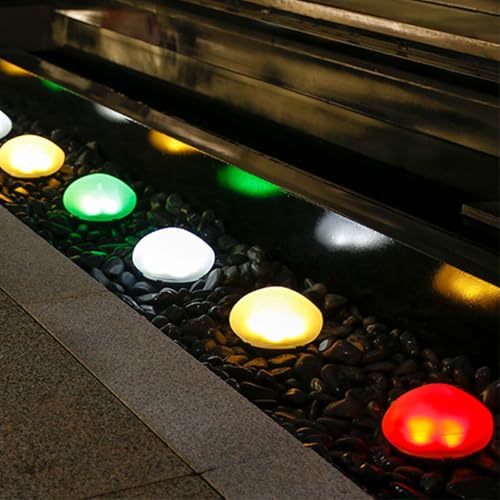 arsglaci Lampes solaires décoratives de jardin en forme de pierre (colorées)