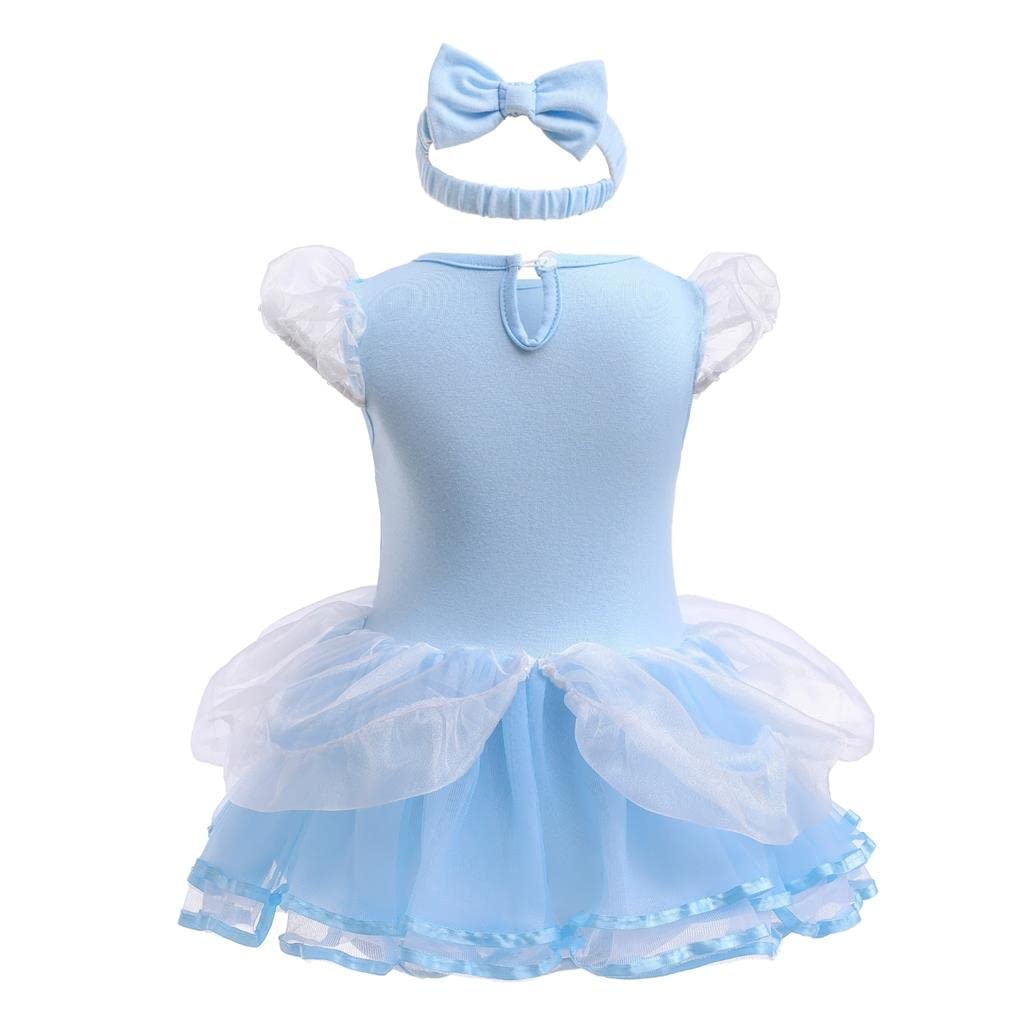 Lito Angels Baby Girls Princess Fancy Dress Up Costume Infant Bodysuit Romper with Bow Headband Age 3-6 Months, Blue 345 - Image 2