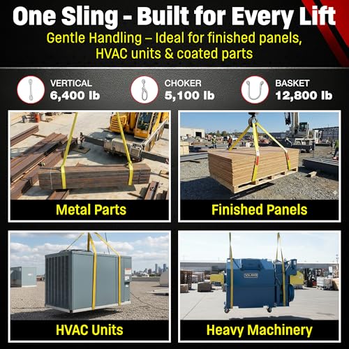 DD Sling 2 Inch x 16 Foot Nylon Lifting Sling – USA Made, 6,400 lb Vertical, 5,100 lb Choker, 12,800 lb Basket – 2-Ply Heavy Duty 900 Webbing, Type 3 Flat Eye & Eye Rigging Sling - Thumbnail 5