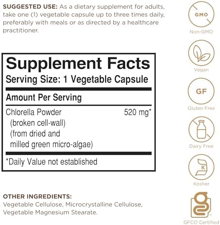 Miniatura 2 de Solgar Chlorella - 100 cápsulas vegetales - Máxima absorción - Sin OMG, vegano, sin gluten, Kosher - 100 porciones