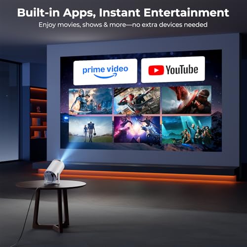 Image of [Built-in Apps] CLOKOWE Mini Projector with WiFi and Bluetooth, 2026 Upgraded 1080P Smart Portable Projector with 180 Rotation, Auto Keystone, Compatible with iPhone /Android /Laptop /TV Stick /HDMI /USB