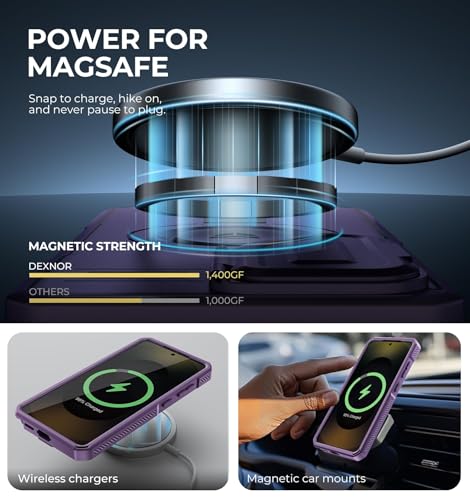 Image of Dexnor for Samsung Galaxy S26 Ultra Case with Camera Cover & Adjustable Kickstand & Screen Protector, Compatible with MagSafe, Rugged Shockproof Bumper Cases Magnetic Protective Cover(2026),Purple