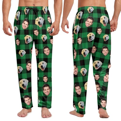 Personalized Pajamas for Women Men Christmas Buffalo Custom Pajama Pants with Photo Dog Cat Face PJ Gifts4