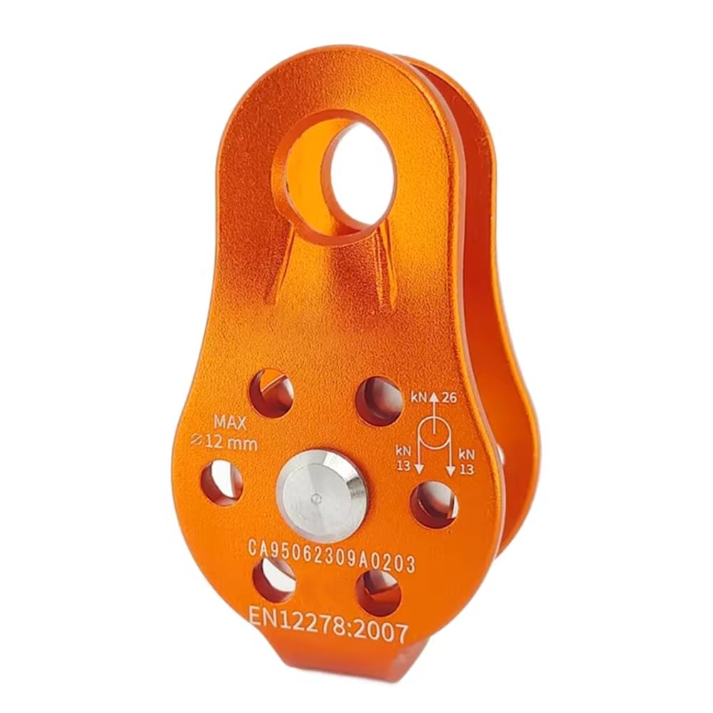 Udsknv[Ksl Orange Single Swivel Rope 26Kn Heavy Duty Aluminum Climbing For 12Mm Rope/Hauling/Transportation Mobile Rappelling High-Altitude Pulley Climbing Equipment