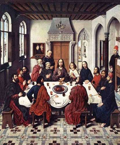 ARTTLBBS Famous Artworks Prints Poster Canvas The Last Supper detail of the Altarpiece of the Holy Sacrament Dirck Bouts Artwork Oil Painting for Home Decor 60x90cm