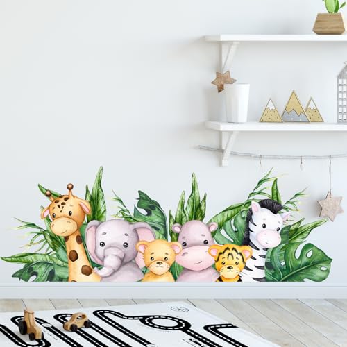 Vinilos decorativos animales jungla hojas verdes miniatura 2