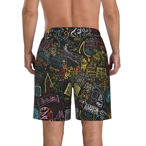 Math Background Men's Swim Trunks Quick Dry Board Shorts with Pockets Casual Drawstring Beach Shorts3