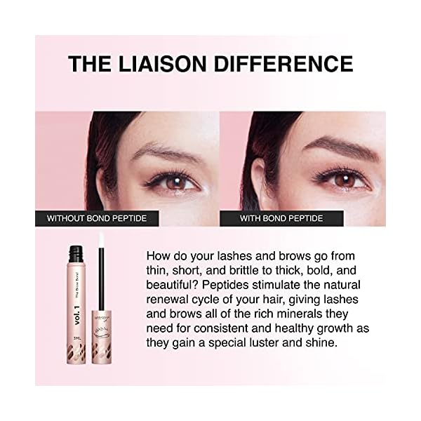 Liaison-Brow-Bond-Eyebrow-Growth-Serum-Natural-Peptide-Brow-Boost-Enhancer-for-Longer-Fuller-Thicker-Eyebrows-Vegan-Cruelty-Free-Paraben-Free-Talc-Free-Irritation-Free-Formula Eyebrow Growth Serum (3ml) Brow Serum for Thicker, Fuller, Healthier Brows - Premium Vegan & Cruelty-Free to Grow Eyebrows - Suero Para Pestañas Crecimiento - 2 Month Supply - USA, Women-Owned