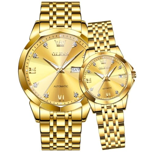 Image of OLEVS Womens Watches Diamond Luxury Dress Gold Wrist Watch Stainless Steel Waterproof Luminous Date