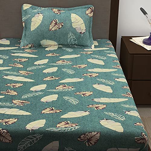 Image of Story@Home 210 TC Spark Collection Single Bedsheet Cotton Combo with 2 Pillow Covers | Grey | Floral (Bedsheet : 145 X 225 cm & Pillow Cover : 40 X 60 cm)