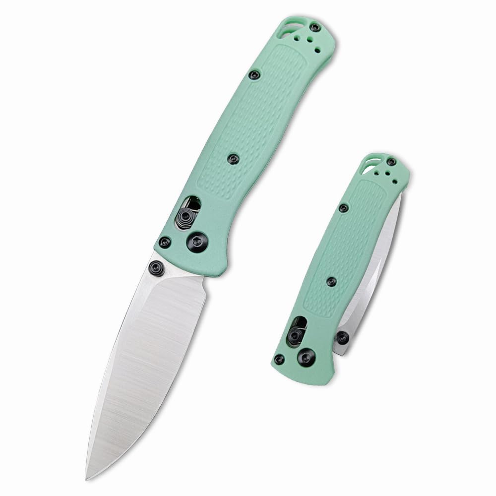 6.5In Thumb Mini Folding Pocket Knife, EDC Lightweight Manual Studs Open Stain Blade Plain Edge Fiberglass Handle With Belt Clip, Axis Lock,Gift for Man (Green)